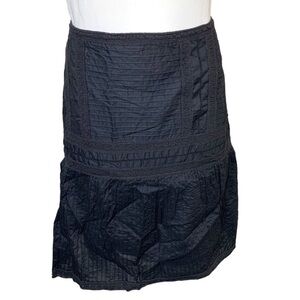 International Concept Black Skirt Minimalist A-Line Pintuck Lace Sz 12